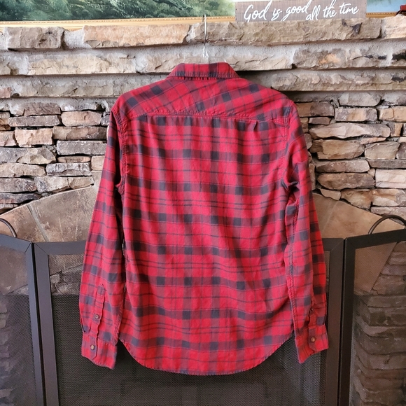 American Eagle Outfitters Red Plaid Prep Fit Button Down Shirt - Picture 5 of 10